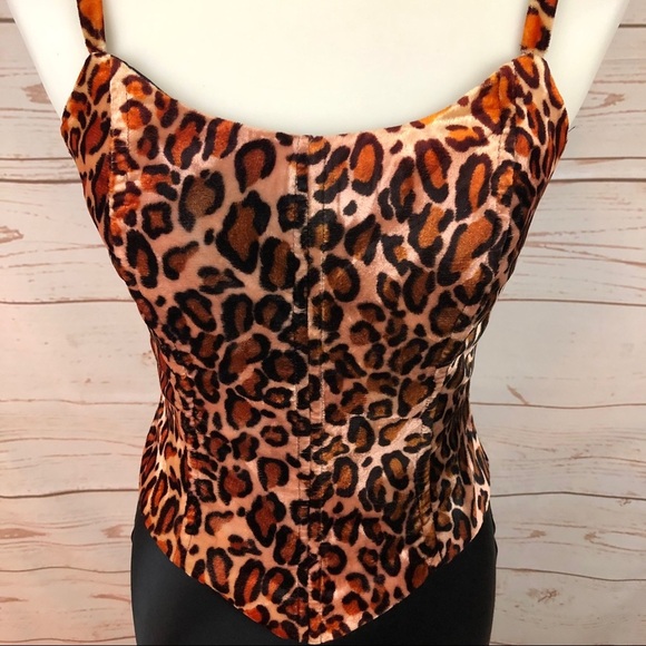 Vintage Y2K 90’s Gunne Sax Velvet Cheetah Leopard Corset Maxi Dress - Picture 3 of 10